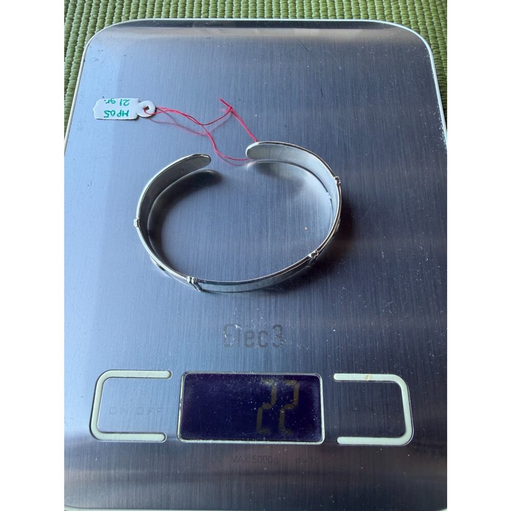 Peru 950 Fine Silver Single Band Cuff Bracelet Artisan Geometric Bangle 21g - Picture 13 of 13